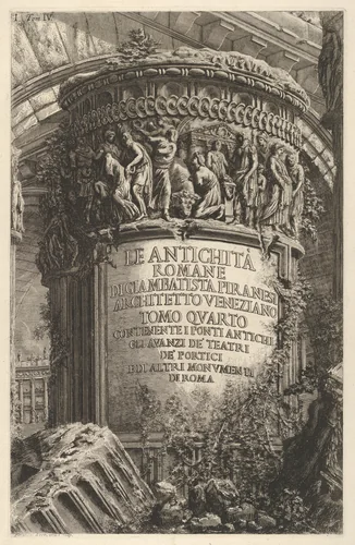 Title page: Volume IV, "The Antiquities of Rome by Giambatista Piranesi, Venetian Architect (...), from "Roman Antiquities" (Le Antichità Romane) by Giovanni Battista Piranesi, print, 1756