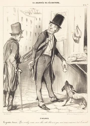2 heures by Honoré Daumier, print, 1839