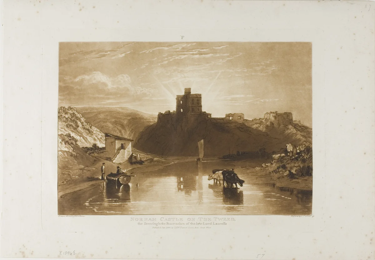Norham Castle, plate 57 from Liber Studiorum by Joseph Mallord William Turner, print, 1816