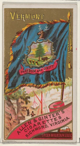 Vermont, from Flags of the States and Territories (N11) for Allen & Ginter Cigarettes Brands by Allen & Ginter, print, 1888