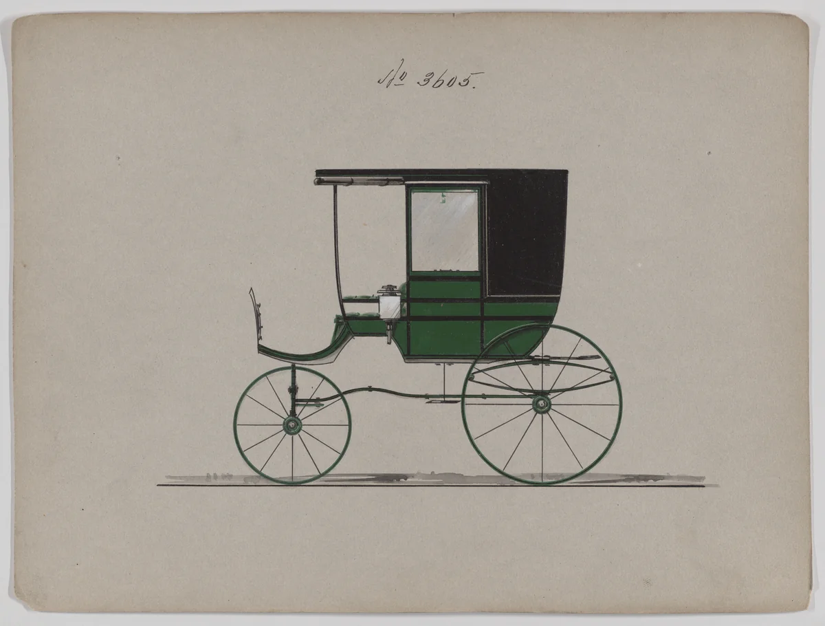 Design for 4 seat Rockaway, no. 3605 by Brewster & Co., drawing, 1880