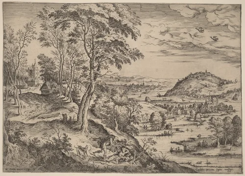 Cephalus and Procris by Hieronymus Cock, print, 1558