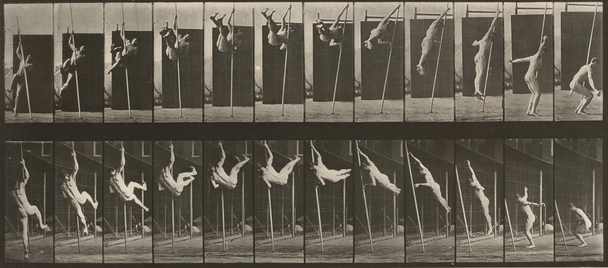 Plate Number 165. Jumping and pole-vaulting by Eadweard Muybridge, photograph, 1887