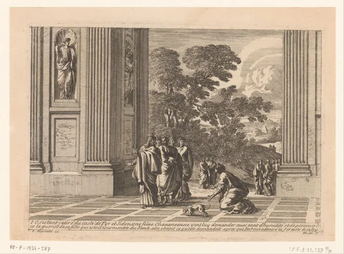 Christus en de Kananese vrouw by Jean Lepautre, print, 1628-1682