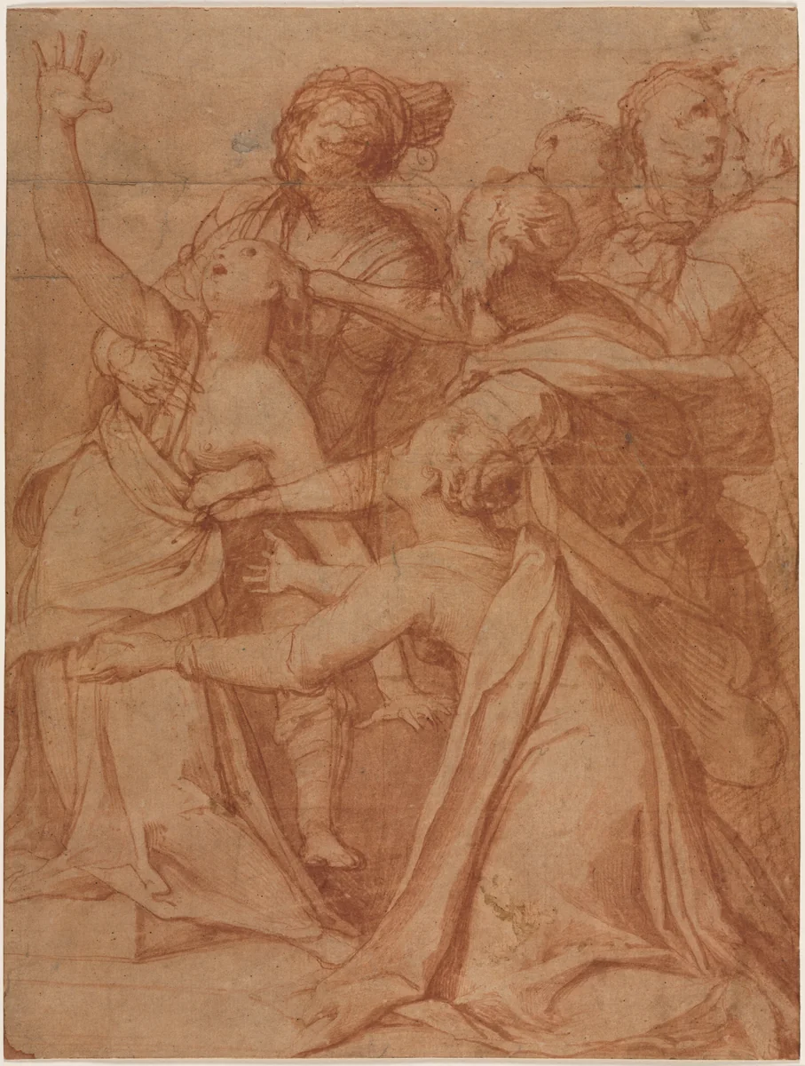 A Miracle of Saint Philip Benizzi: The Healing of a Demoniac Woman by Taddeo Zuccaro, drawing, 1552-1562