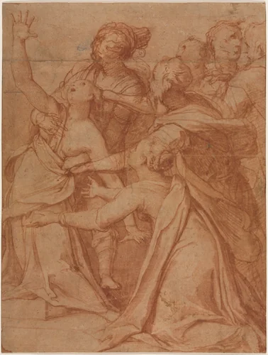 A Miracle of Saint Philip Benizzi: The Healing of a Demoniac Woman by Taddeo Zuccaro, drawing, 1552-1562