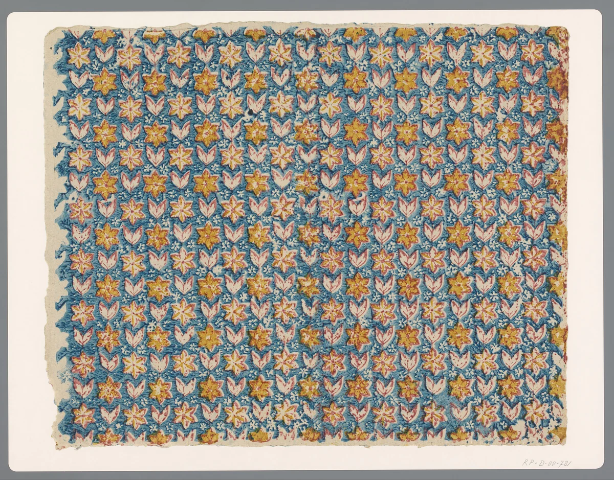 Blad met alternerend strooipatroon met bloemmotieven by anonymous, print, 1750-1900