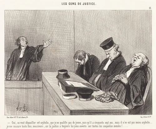 Oui, on veut dépouiller cet orphelin... by Honoré Daumier, print, 1845