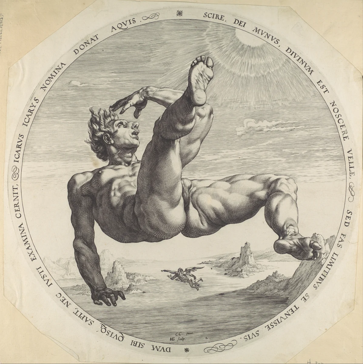 Icarus, from "The Four Disgracers" by Hendrick Goltzius, print, 1588
