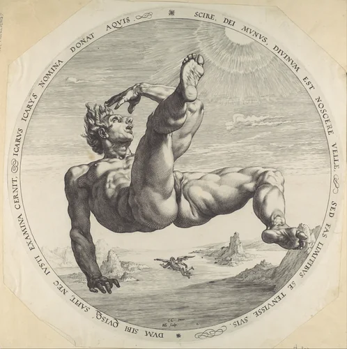 Icarus, from "The Four Disgracers" by Hendrick Goltzius, print, 1588