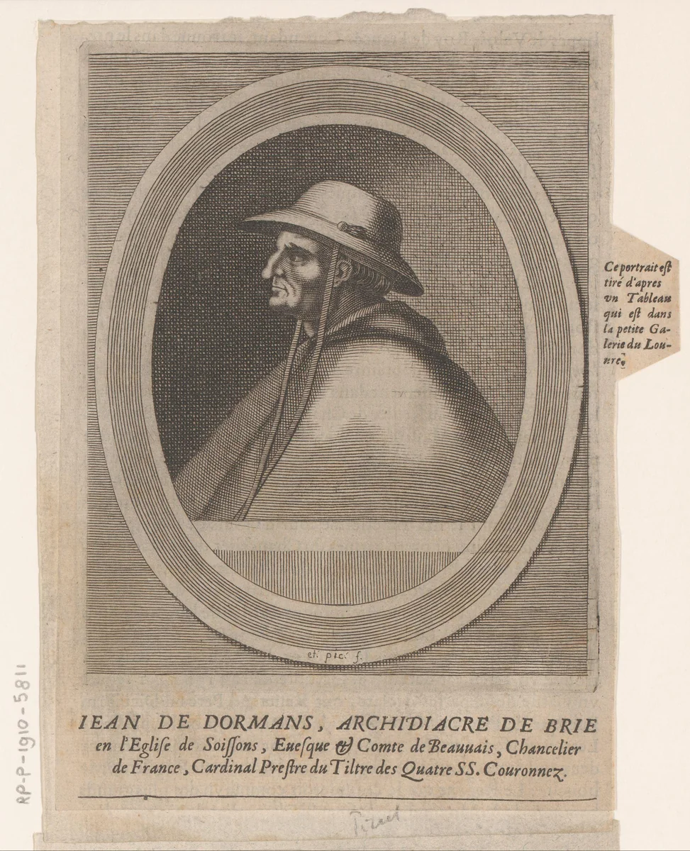 Portret van Jean de Dormans by Etienne Picart, print, 1660
