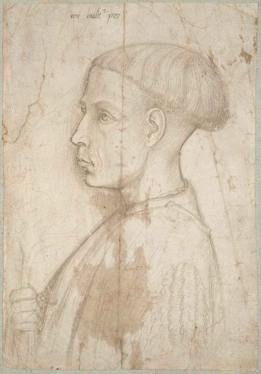 Bust of a Young Man in Profile by Giovanni Badile, drawing, 1430-1440