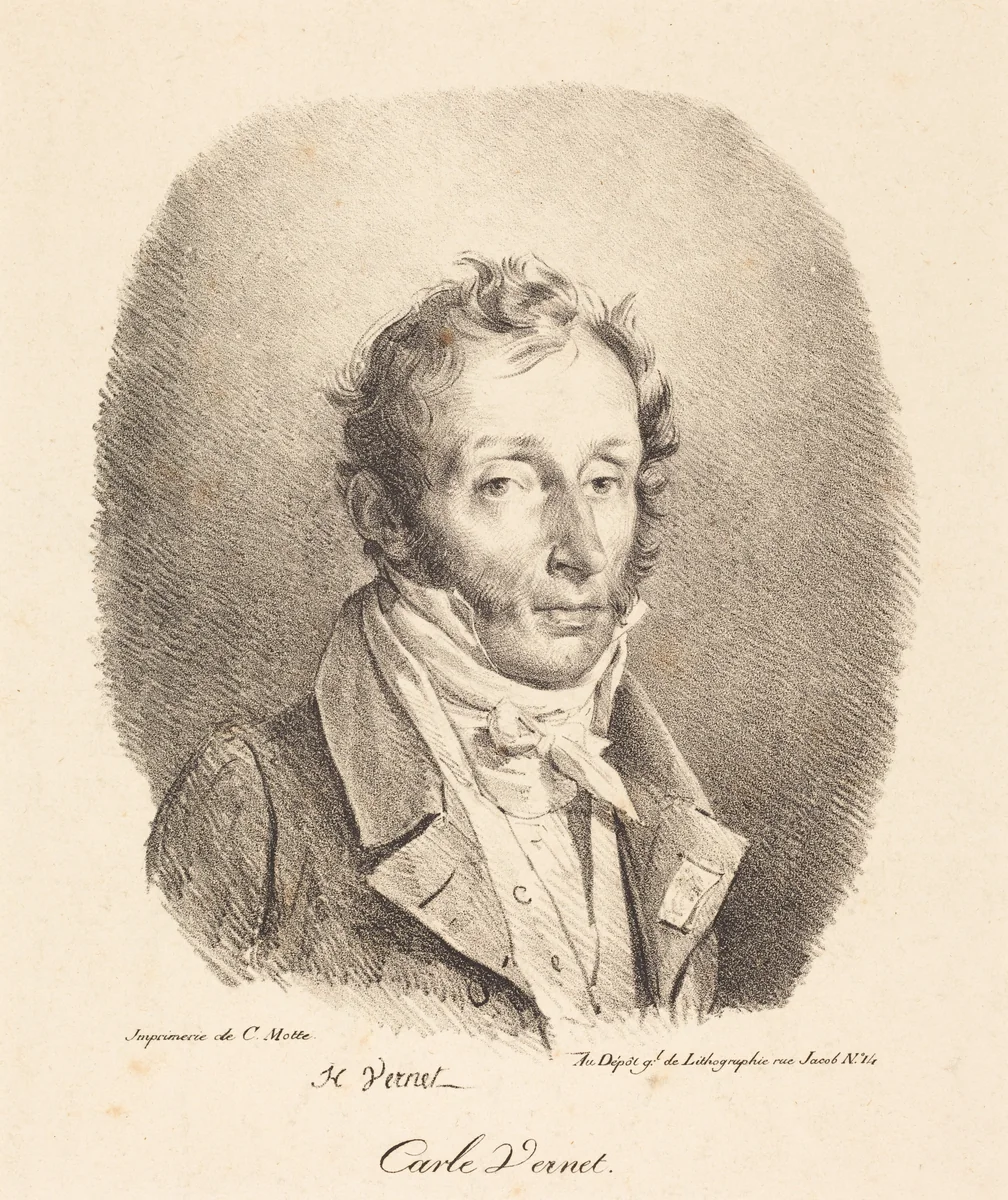 Bust of Carle Vernet by Horace Vernet, print, 1817