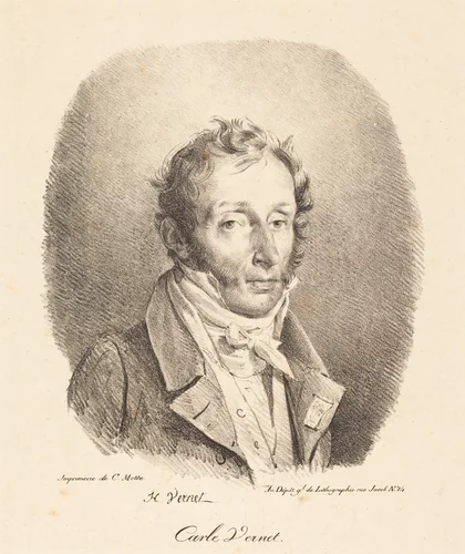 Bust of Carle Vernet by Horace Vernet, print, 1817