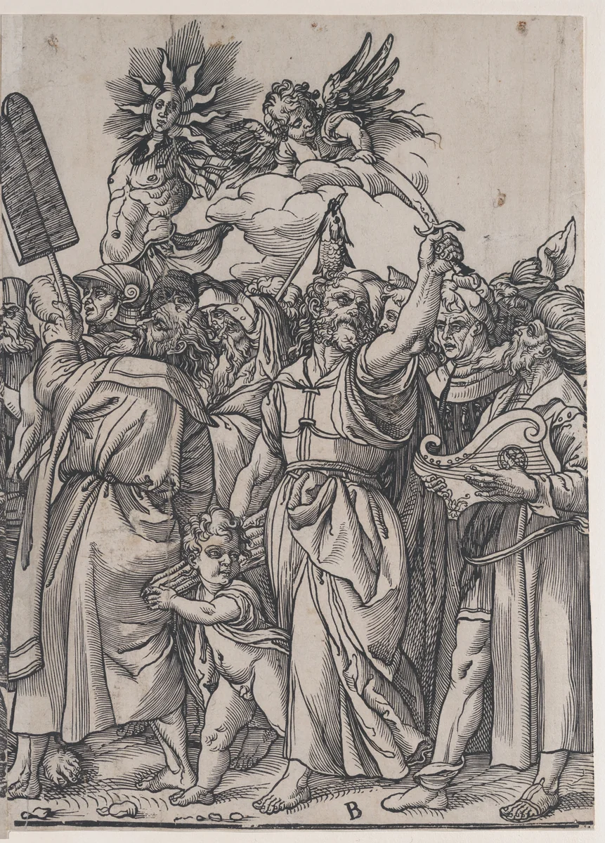 Section B: Isaac, Noah and other figures, from "The Triumph of Christ" by Andrea Andreani, print, 1836
