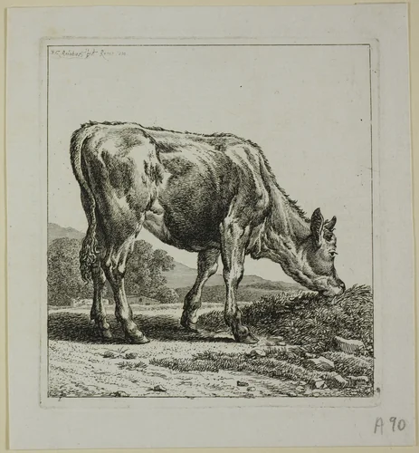 Calf Feeding, from Die Zweite Thierfolge by Johann Christian Reinhart, print, 1800