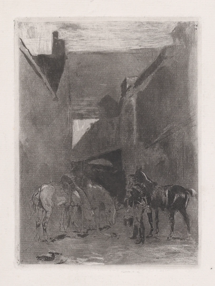 Cour de Caserne by John Lewis Brown, print, 1847-1890