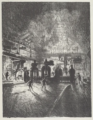 In the Jaws of Death, Rolling Bars for Shells by Joseph Pennell, print, 1916