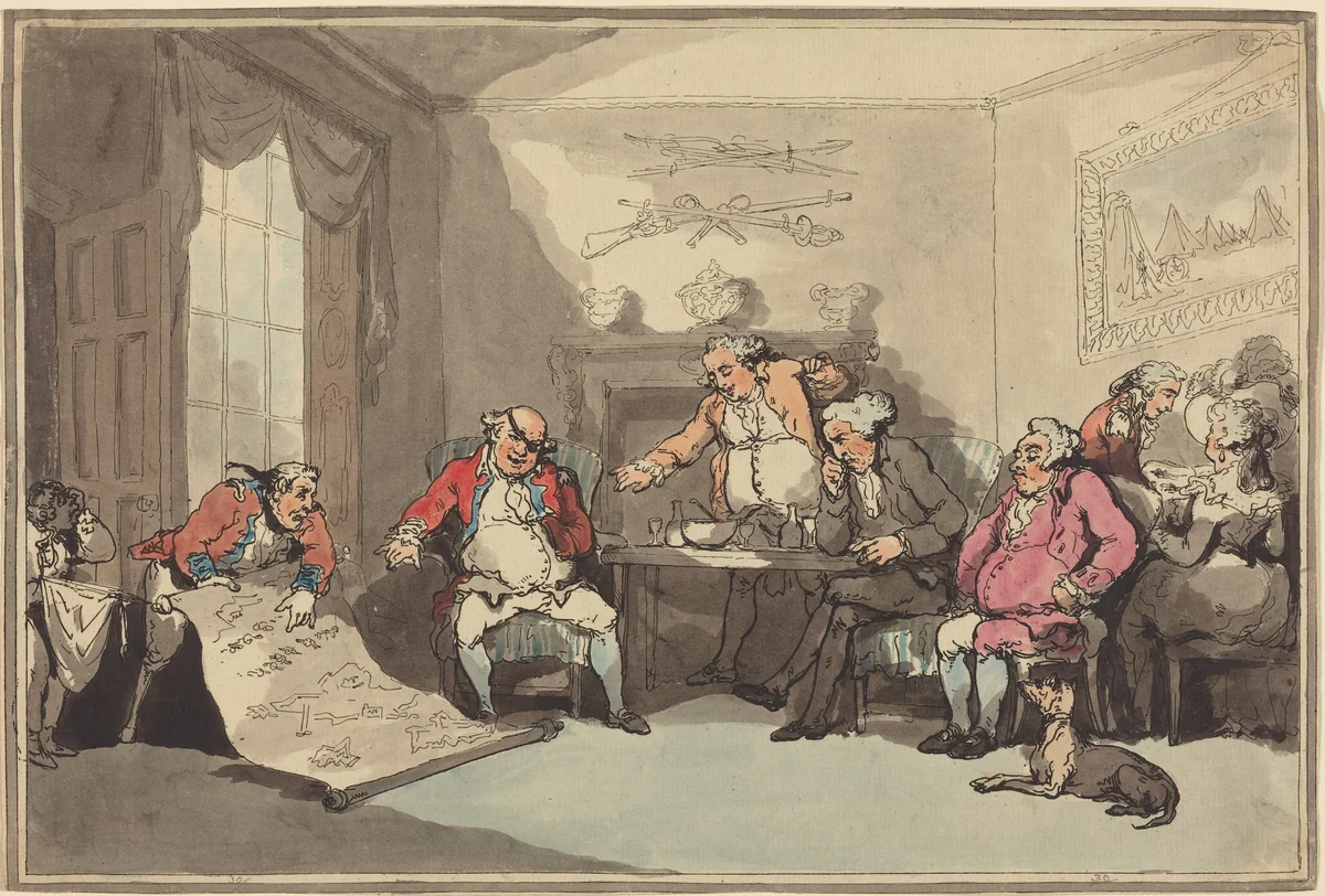 A Militia Meeting by Thomas Rowlandson, print, 1799