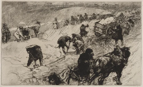 Snowball Fight: Quai aux Fleurs by Auguste Louis Lepère, print, 1890