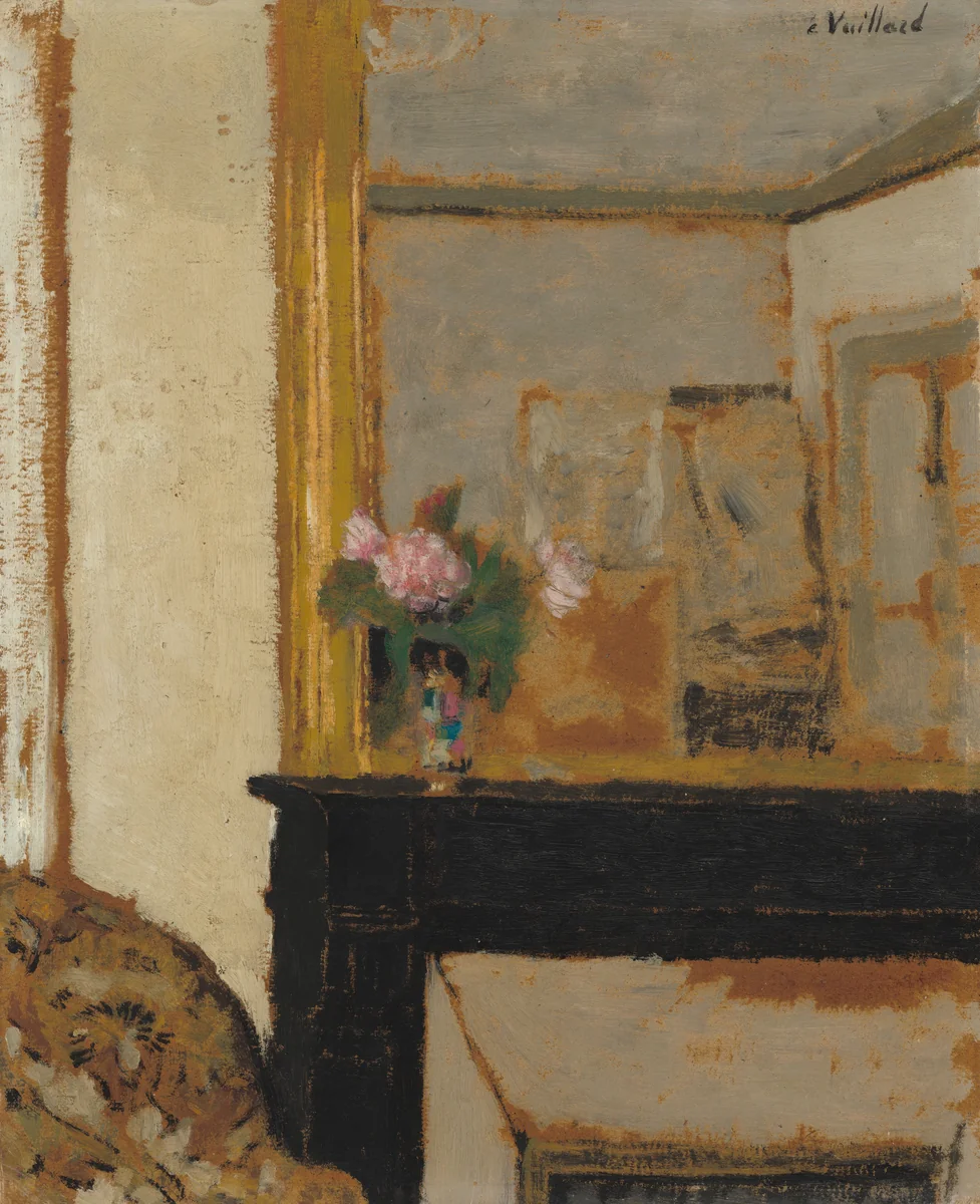 Vase of Flowers on a Mantelpiece by Edouard Vuillard, painting, 1900