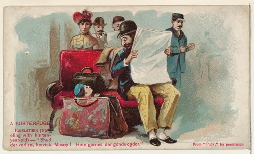 A Subterfuge, from the Snapshots from "Puck" series (N128) issued by Duke Sons & Co. to promote Honest Long Cut Tobacco by W. Duke, Sons & Co., print, 1888