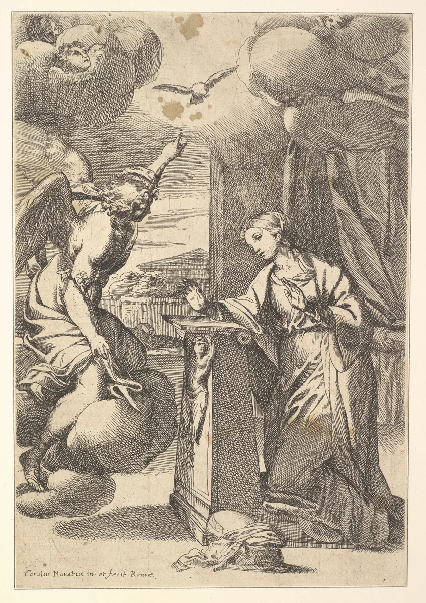 The Annunciation by Carlo Maratti, print, 1625-1713