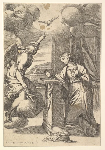 The Annunciation by Carlo Maratti, print, 1625-1713