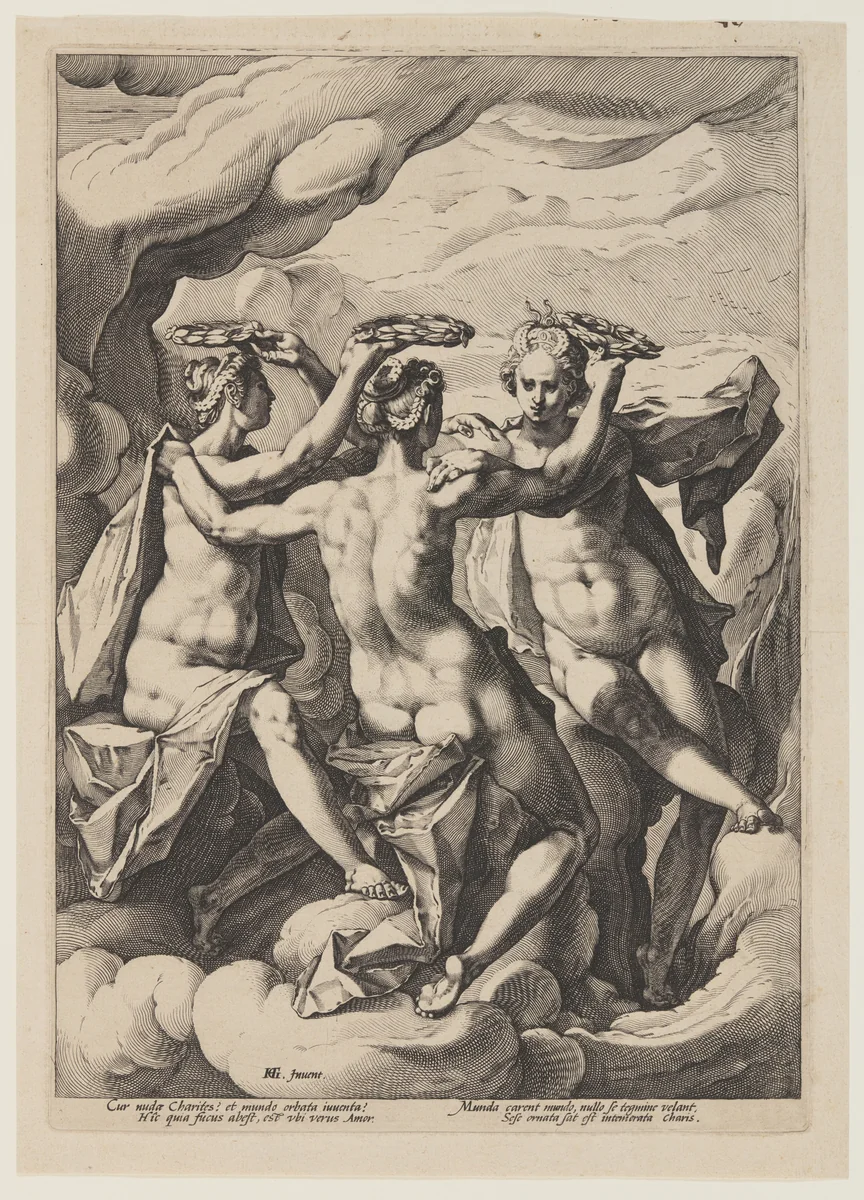 The Three Graces by Jacob Matham, print, 1600