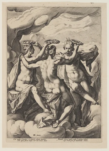 The Three Graces by Jacob Matham, print, 1600