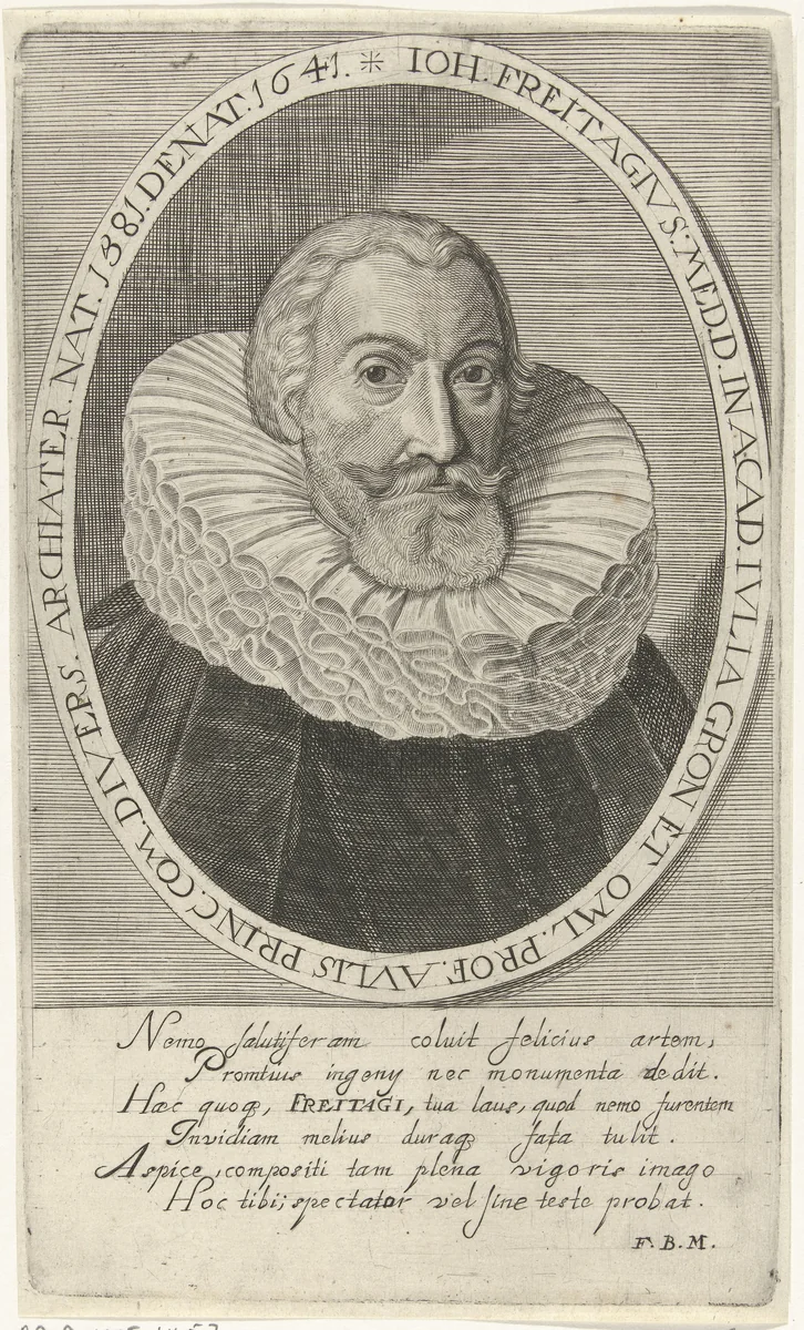 Portret van Johannes Freijtag by Steven van Lamsweerde, print, 1654