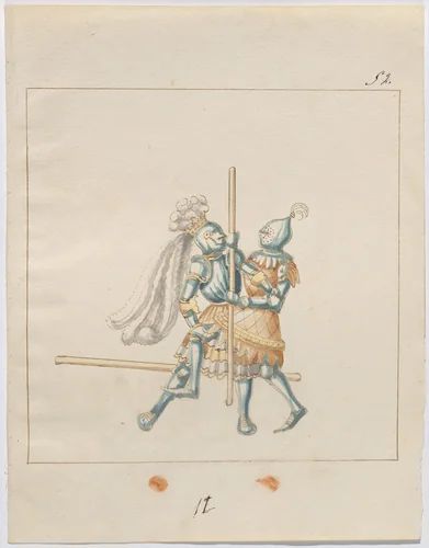 Foot Combat with Poles by German 16th Century, drawing, 1515