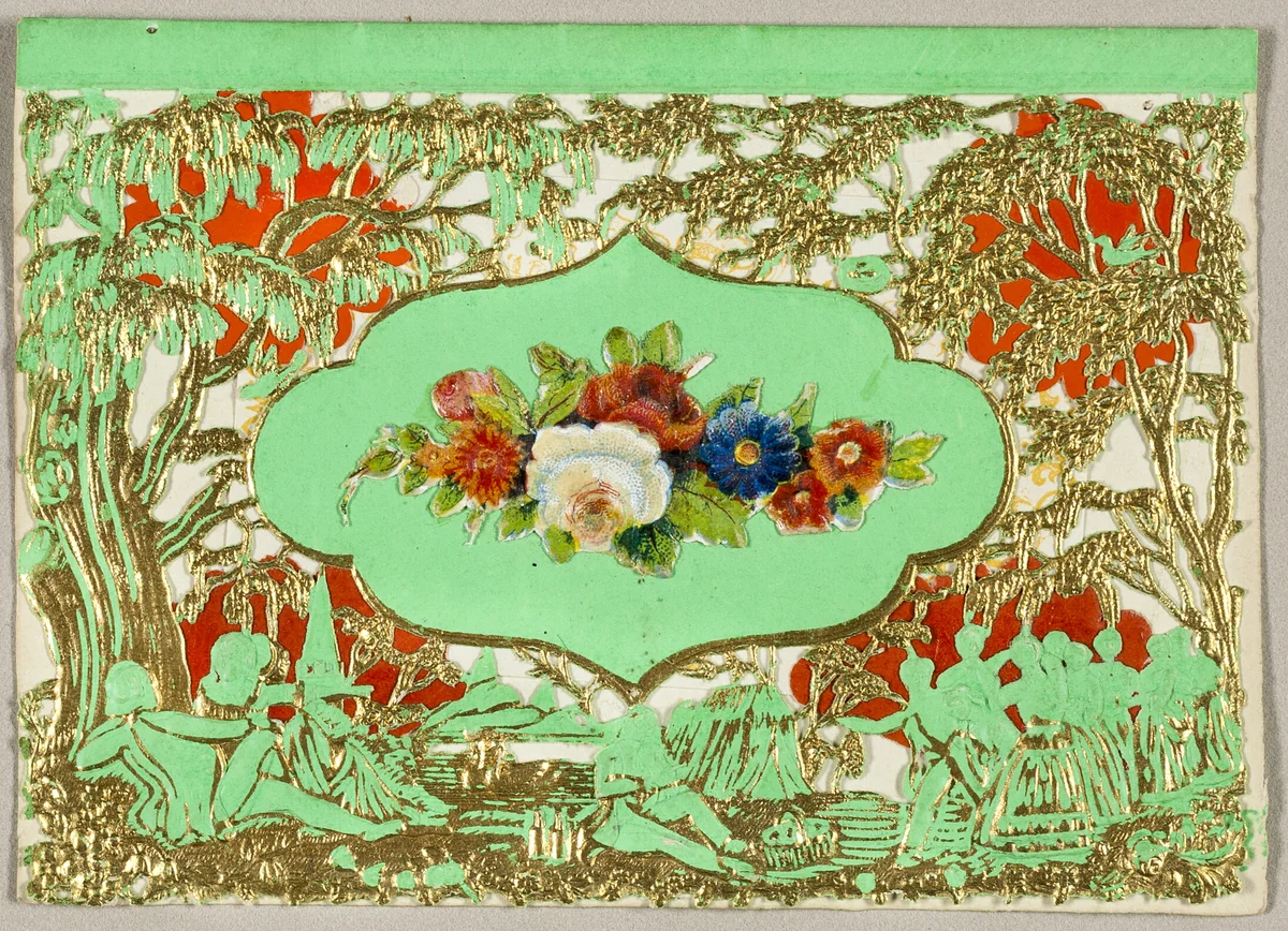 Untitled Valentine (Flowers on Green Background) by Unknown Artist, other, 1860-1869