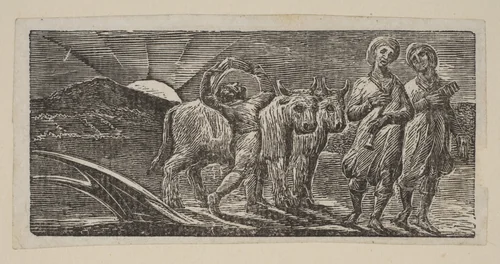 Boy Returning Joyfully, with Plough and Oxen, from Thornton's "Pastorals of Virgil" by William Blake, print, 1821