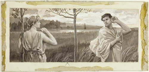 Lycius, Look Back, and Be Some Pity Shown by Will Hicock Low, drawing, 1885