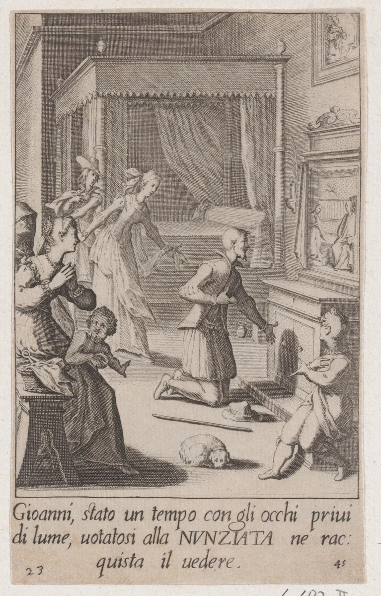 Gioanni, from Scelta d'Alcuni Miracoli e Grazie della Santissima Nunziata di Firenze (Selection of Some Miracles and Graces that Occurred in the Church of the Annunziata in Florence) by Jacques Callot, print, 1611-1619