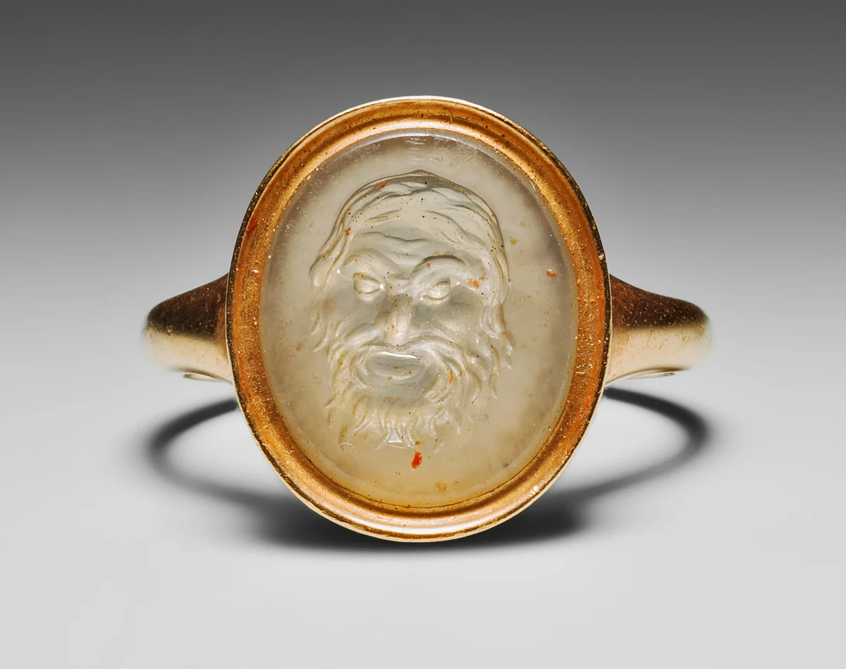 Intaglio Depicting a Theater Mask by Roman, metalwork, 1-100