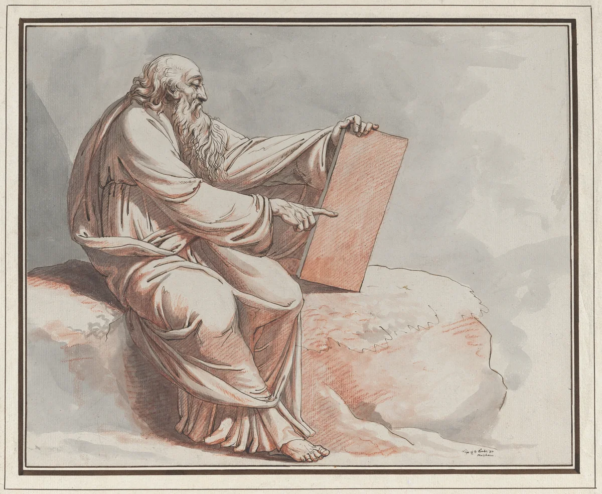 A Prophet Seated on a Rock by Johann Heinrich Lips, drawing, 1780