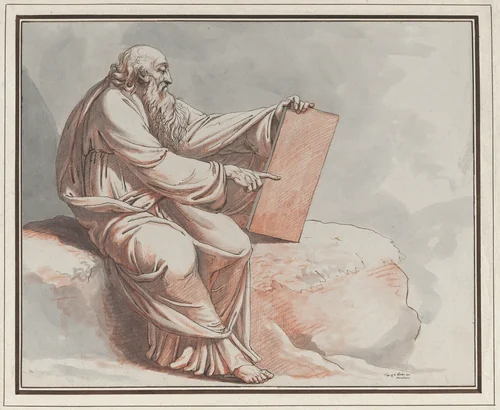A Prophet Seated on a Rock by Johann Heinrich Lips, drawing, 1780
