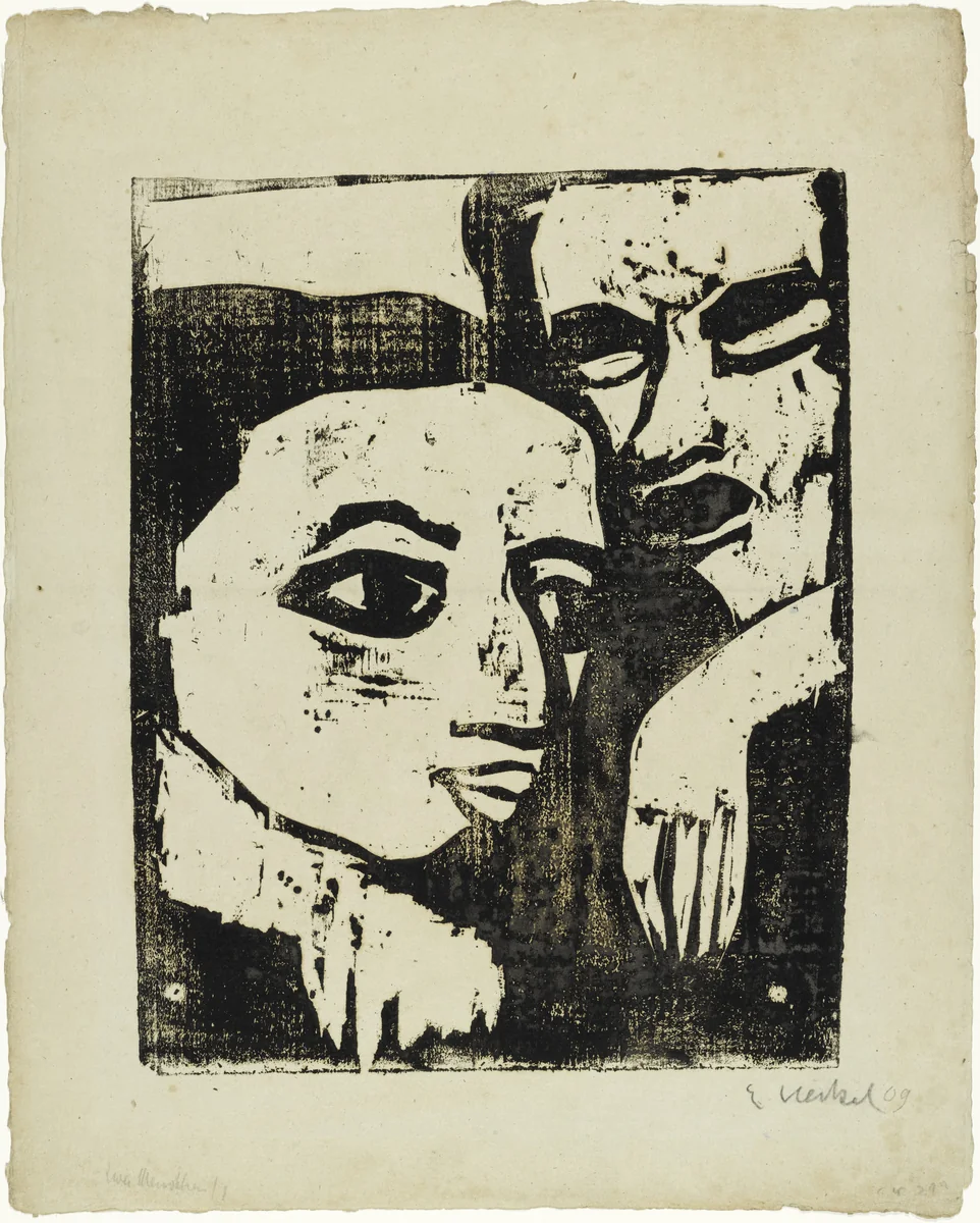 Two People (Zwei Menschen) by Erich Heckel, print, 1909