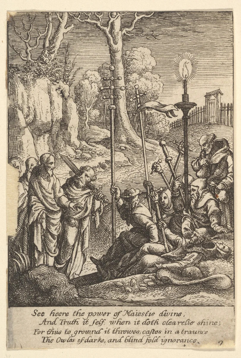 Jesus confronting his detractors by Wenceslaus Hollar, print, 1644-1652