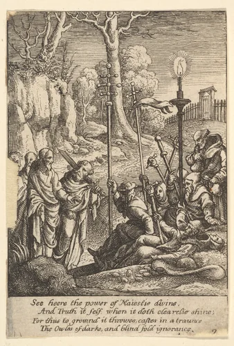 Jesus confronting his detractors by Wenceslaus Hollar, print, 1644-1652