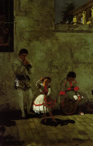 A Street Scene in Seville by Thomas Eakins, artwork, 1870