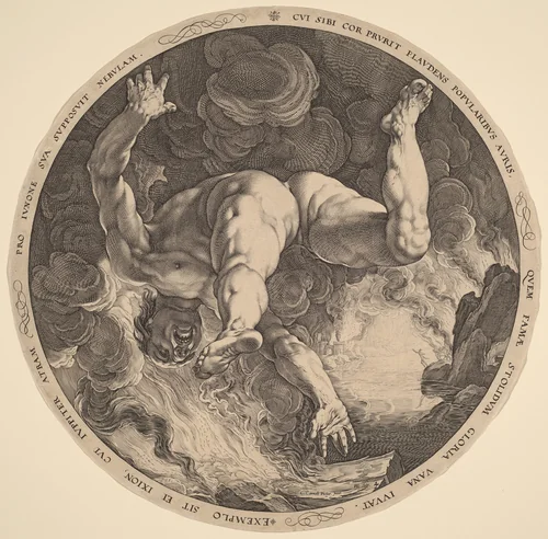 Ixion by Hendrick Goltzius; Cornelis Cornelisz van Haarlem, print, 1588