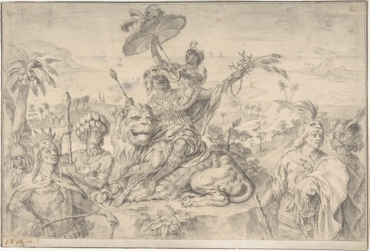 Allegory of Africa by Gottfried Bernhard Goetz, drawing, 1728-1774