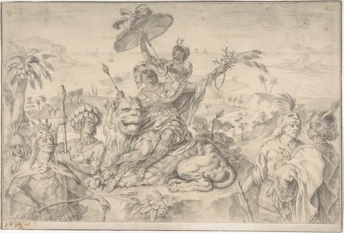 Allegory of Africa by Gottfried Bernhard Goetz, drawing, 1728-1774