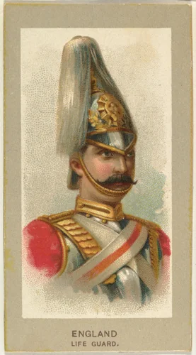 Life Guard, England, from the Military Uniforms series (T182) issued by Abdul Cigarettes by Abdul Cigarettes, print, 1881