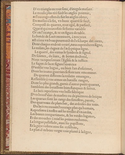 La Pratique de l'Aiguille, page 3 (verso) by Matthias Mignerak, book, 1605