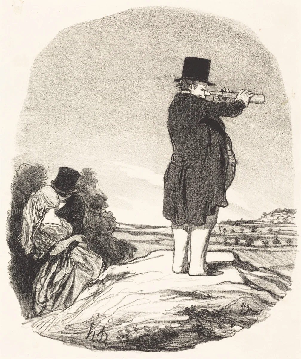 Dis donc ma femme... je ne vois rien! by Honoré Daumier, print, 1845
