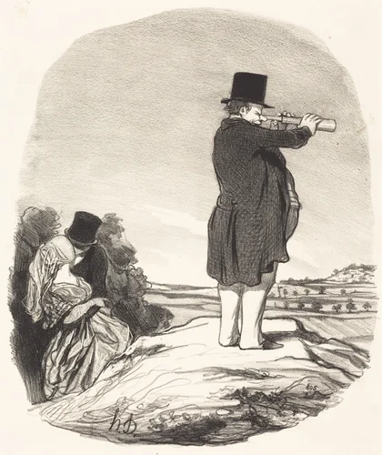 Dis donc ma femme... je ne vois rien! by Honoré Daumier, print, 1845